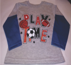 Pack 6 prendas: Remera doble manga, estampa detalles metalizados play